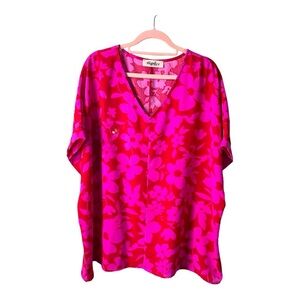 Haptics by Molly Harper Pink Floral Blouse (Size L)